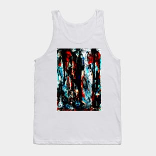 "Fighting Over Nothing" - Angry Expressive Painting Original Art Abstract Artwork Blue Red Black White Real Paint Brush Stroke Textured Wall Art Tank Top